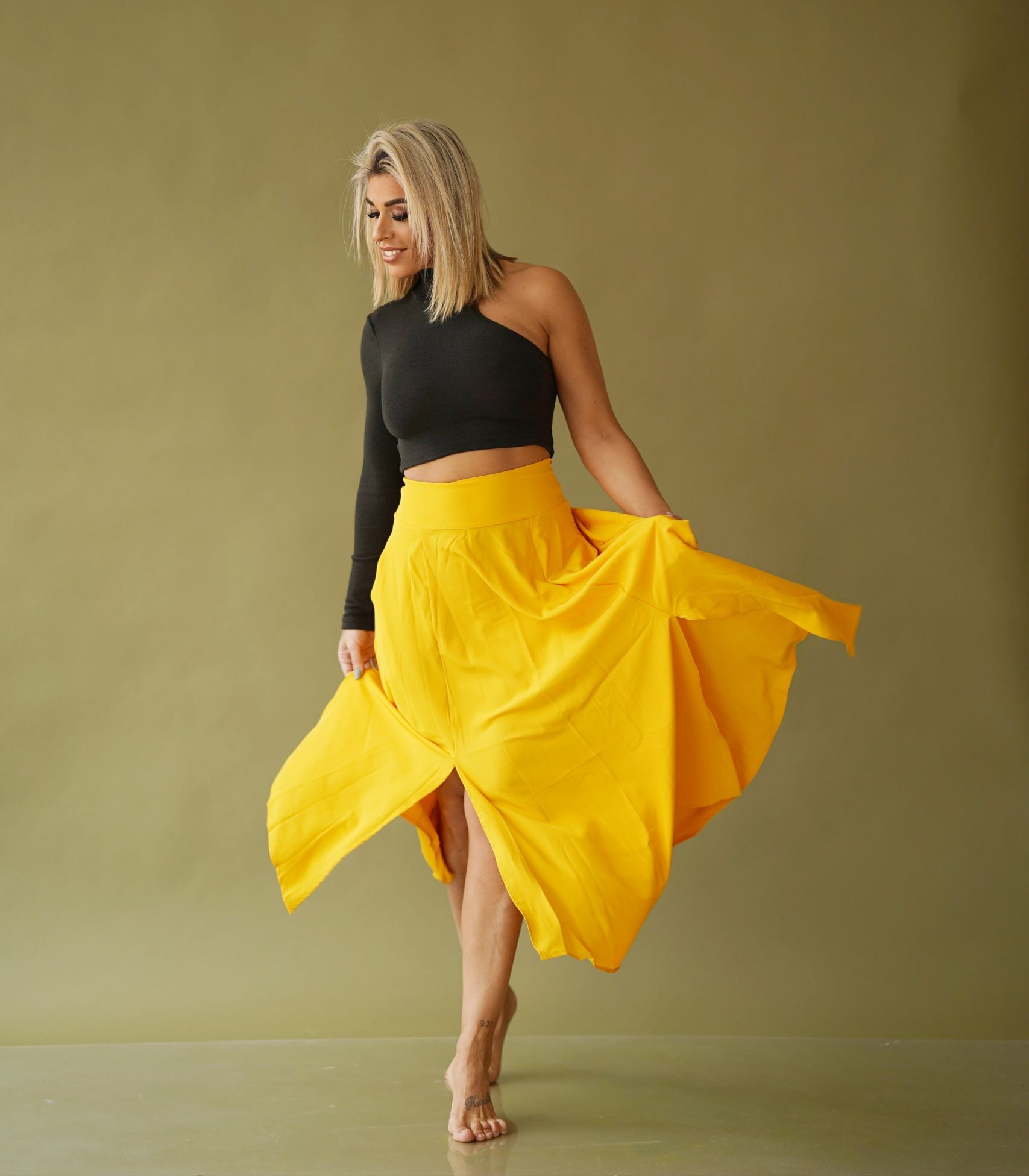 Falda larga amarilla - Cataleya Shop
